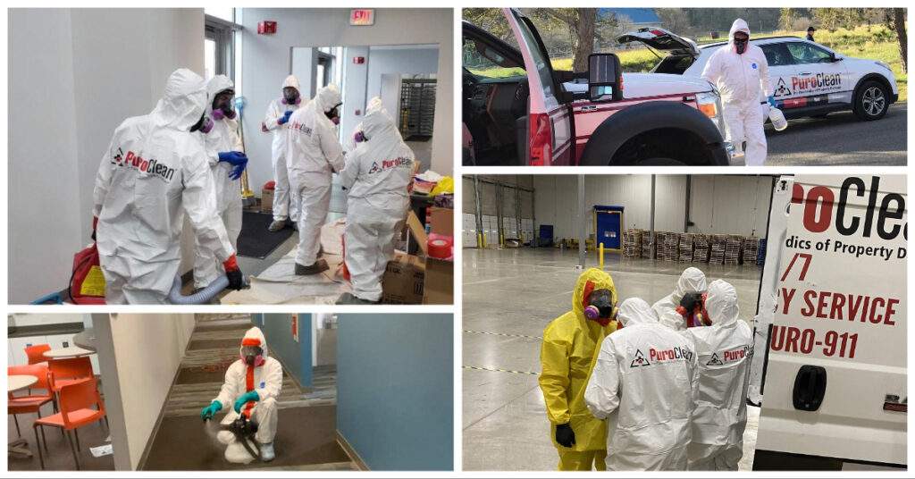 PuroClean personnel in personal protective equipment 