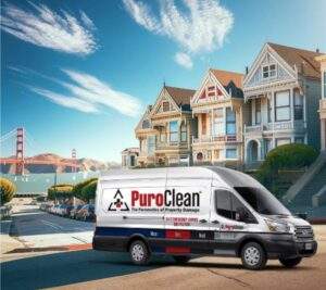 a PuroClean van parked on a street in San Francisco
