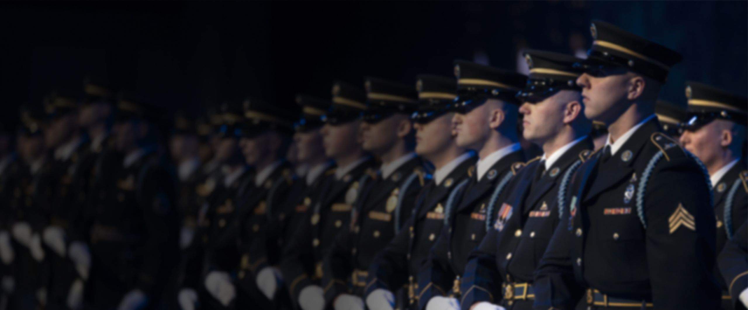 A row of military personnel